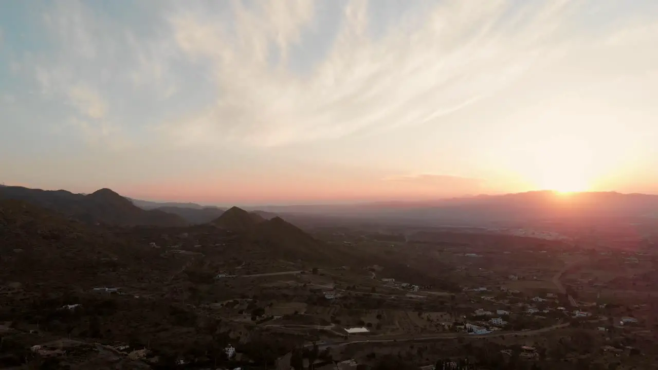 Aerial shot from Mojácar Almeria towards the mountains