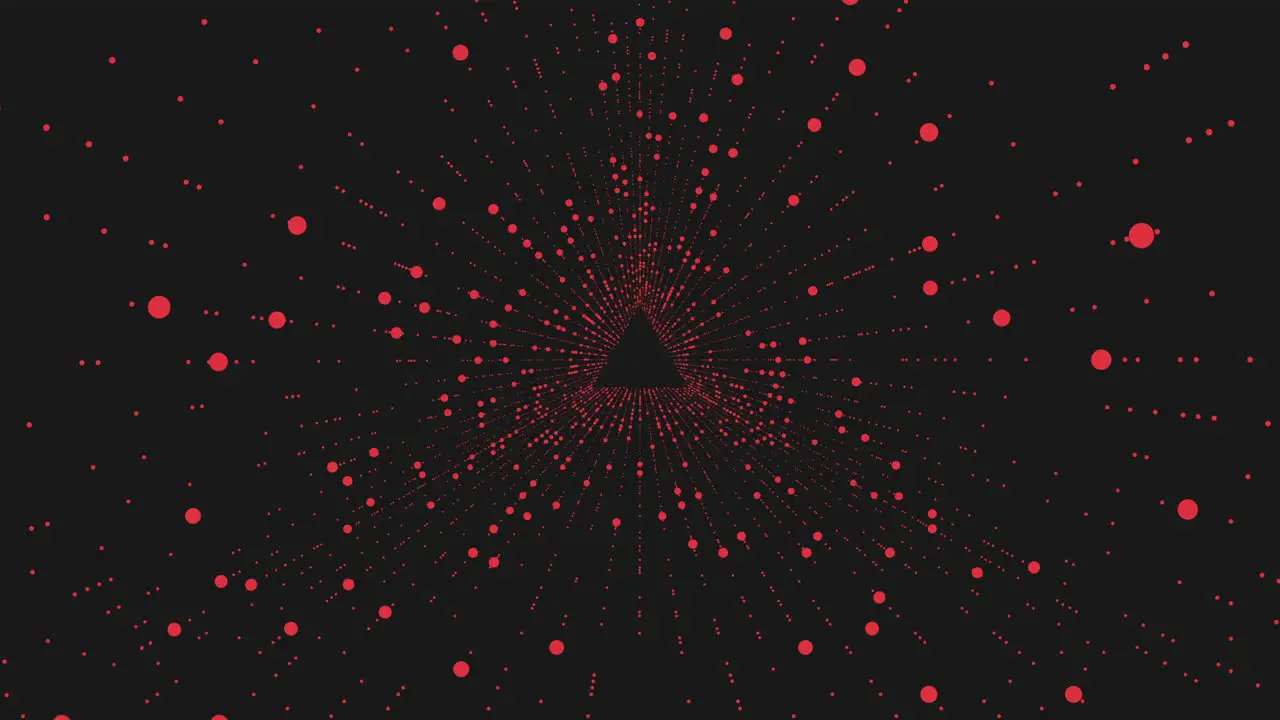 Abstract composition of red dots in circular arrangement on black background