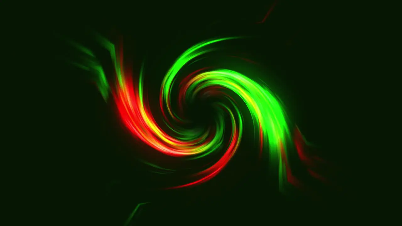 Abstract Neon glow funnel with colourful twisting rays curvy bright lines on a black background tornado energy space tunnel vortex shape visual effect 4K red green