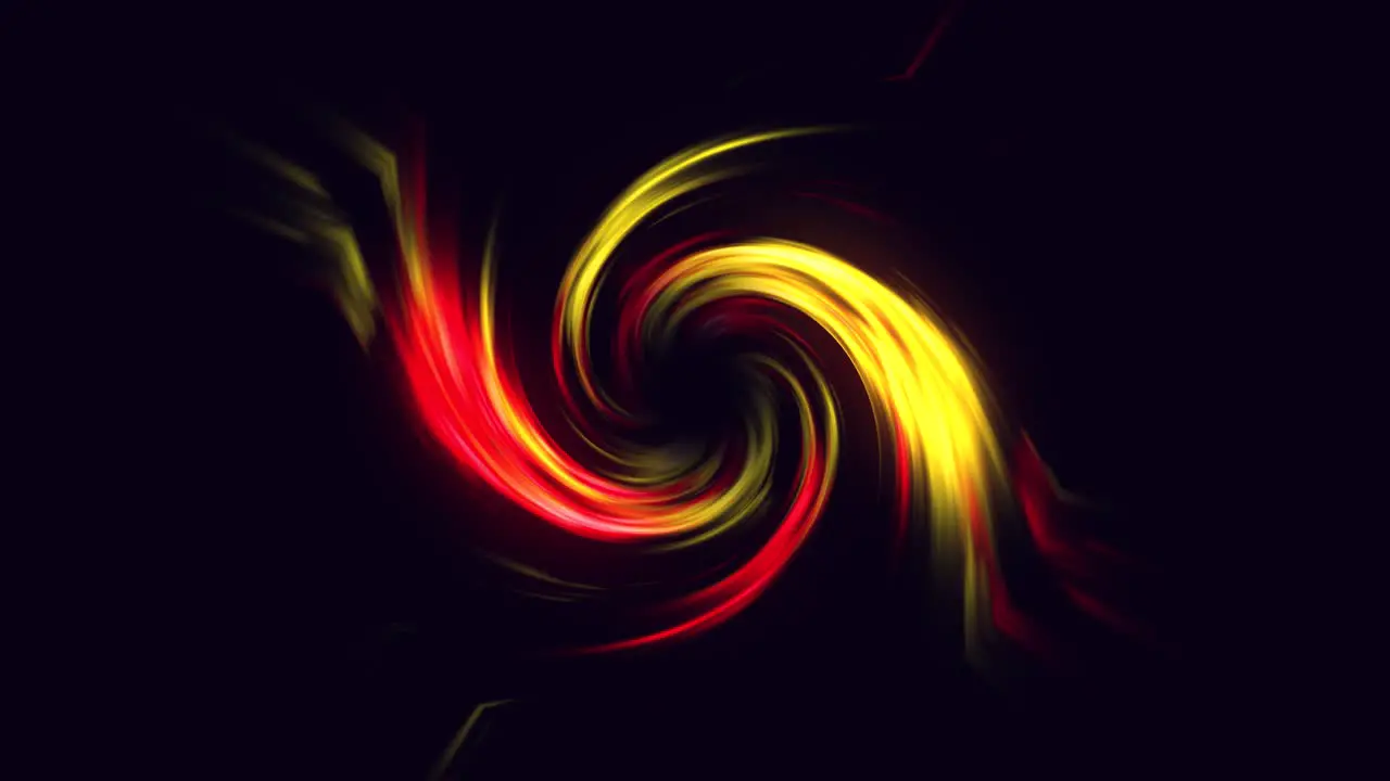 Abstract Neon glow funnel with colorful twisting rays curvy bright lines on a black background tornado energy space tunnel vortex shape visual effect 4K yellow red