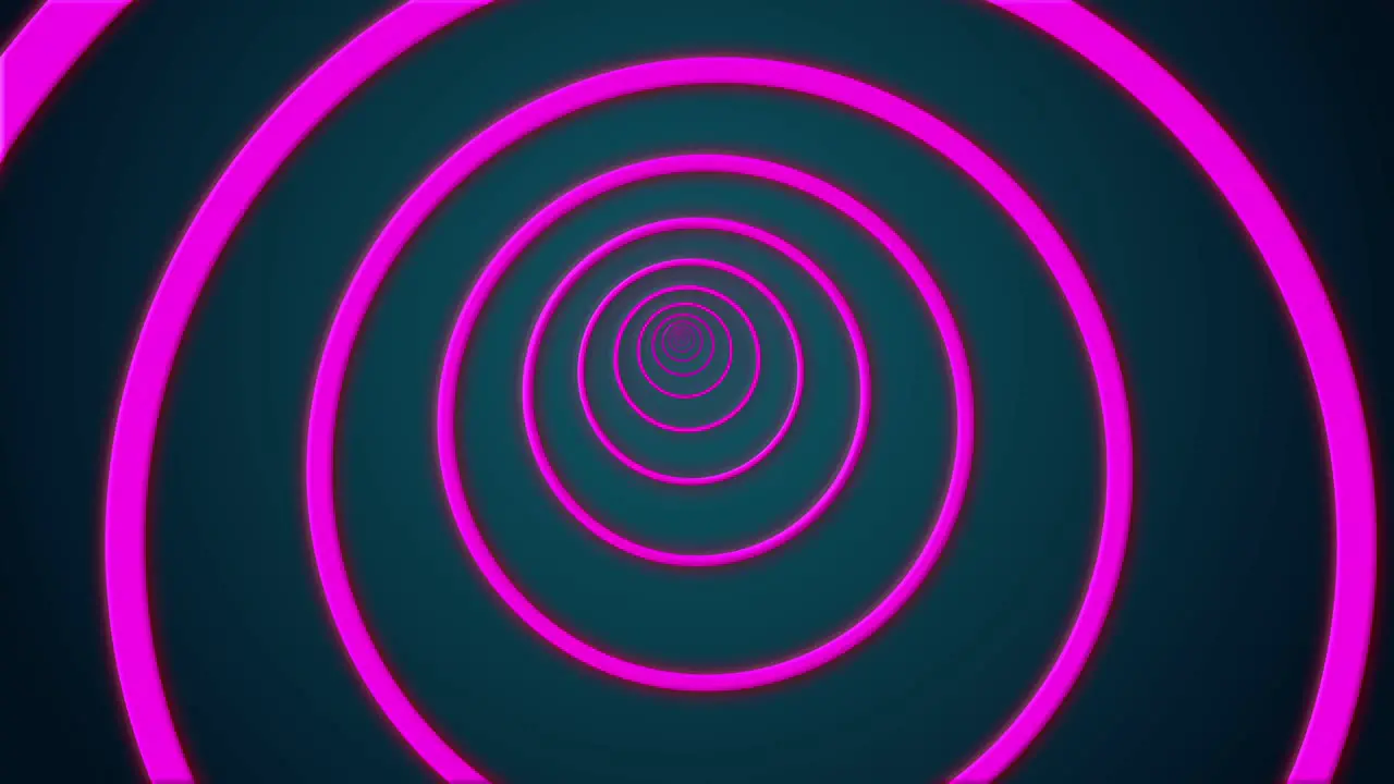 Abstract circle tunnel futuristic portal glowing colourful neon led screen ring on dark background 3D animation visual effect optical illusion 4K pink teal