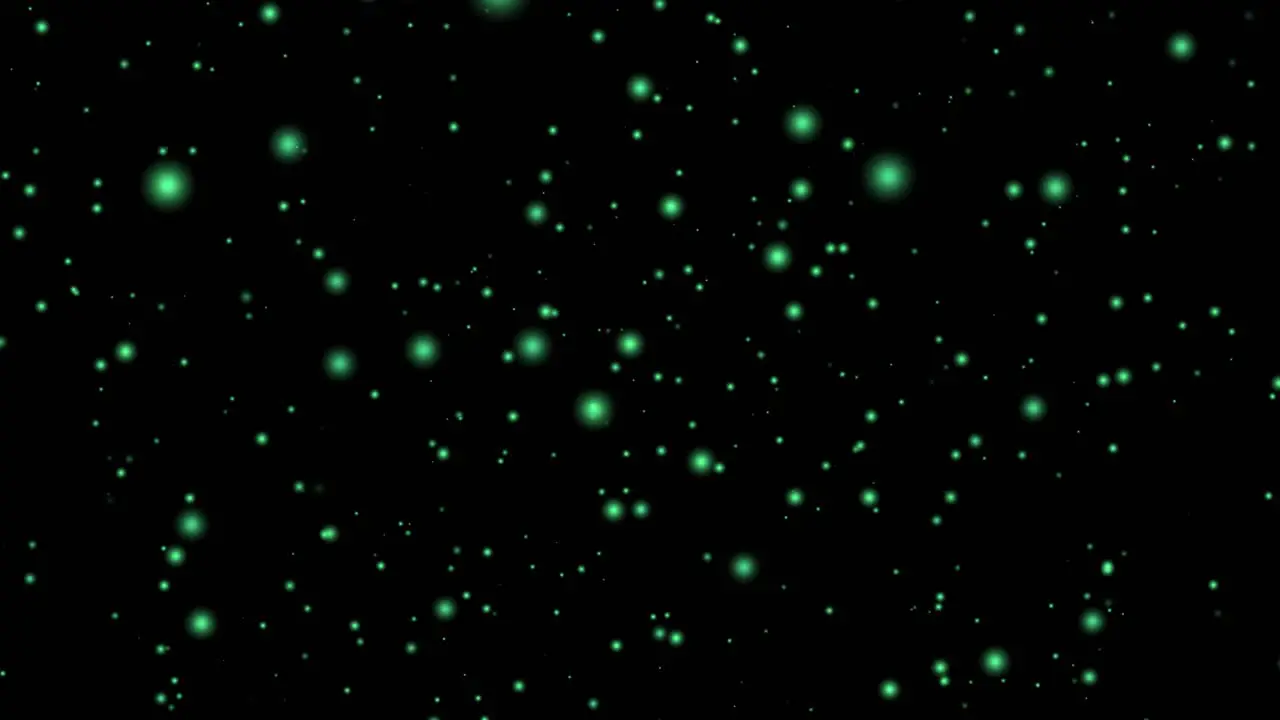 Particle light glow balls moving through space universe animation motion graphics visual effect 3D background seamless loop 4K black teal