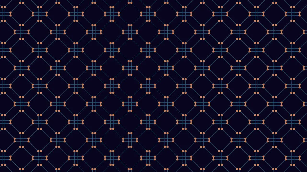 Geometric black and blue pattern with grid of green dots