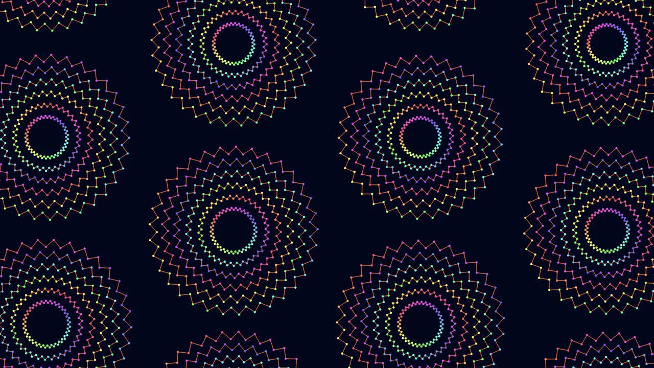 Vibrant circles a colorful pattern on a black background