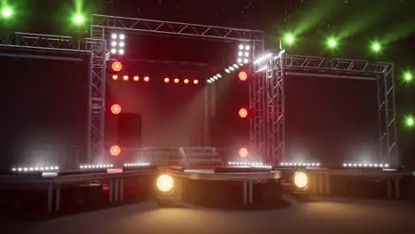 Free stage with lights from lighting devices