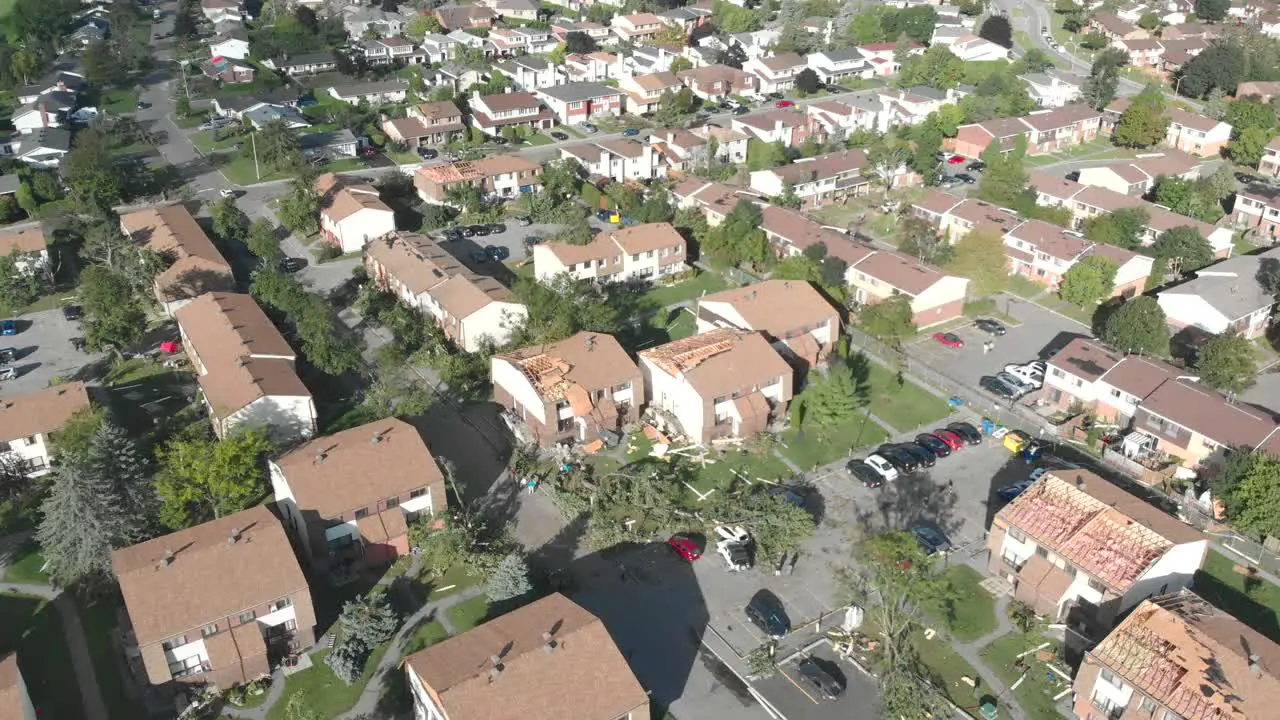 Aerial Footage of a small subdivision in Ottawa after a tornado devastated the city