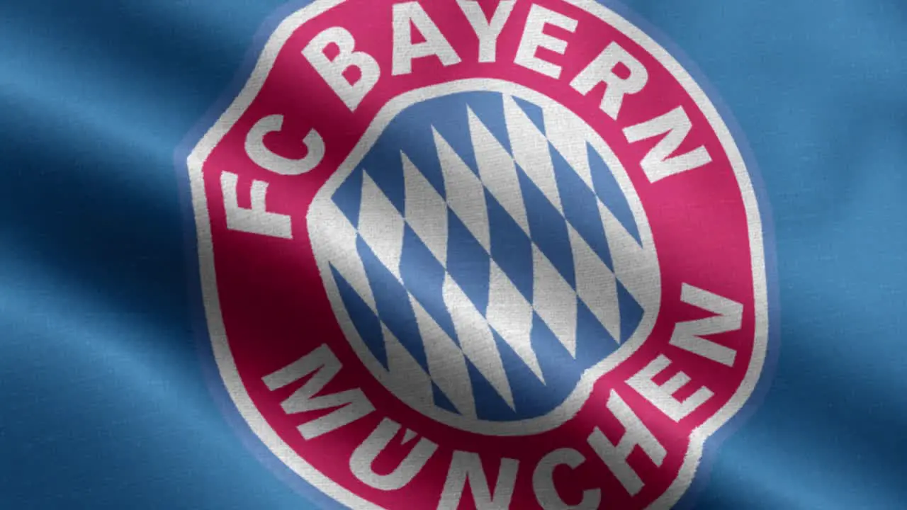 Blue 4k closeup animated loop of a waving flag of the Bundesliga soccer Team Bayern Munich