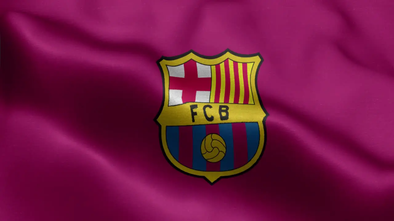 Red 4k animated loop of a waving flag of the Laliga Spanish soccer team Barcelona