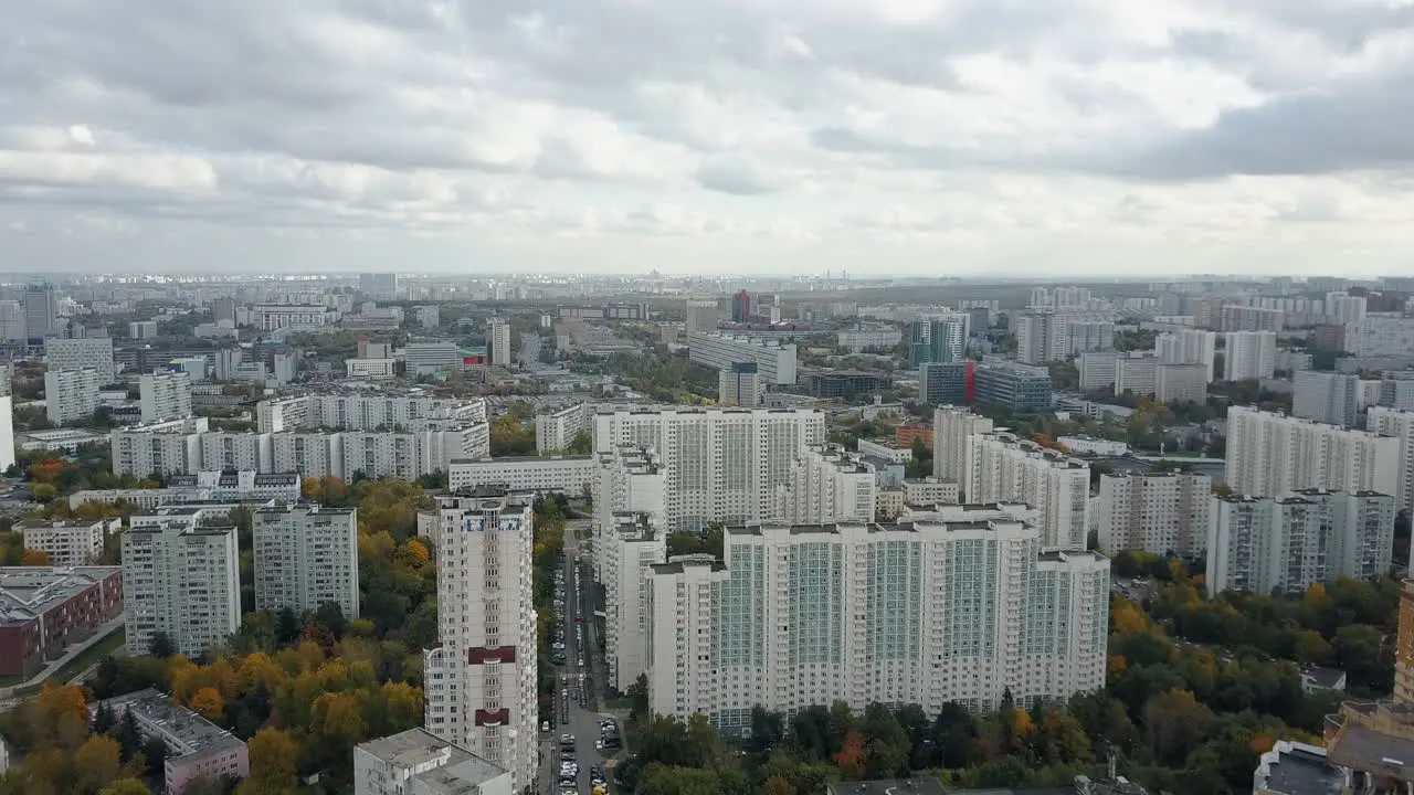 Flying over a huge residential city area