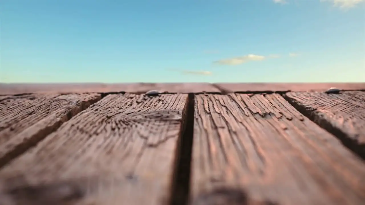 Wooden deck with a view of the skies