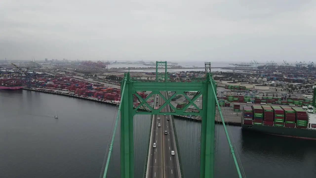 Vincent Thomas Bridge Los Angeles Port Aerial View