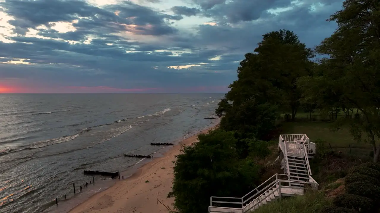 Rough Storms at sunset on Lake Michigan