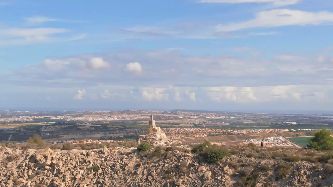 Spanish Mediterranean Desert Countryside Showing Hiking Trail Hill And Vast Orange Citrus Farms