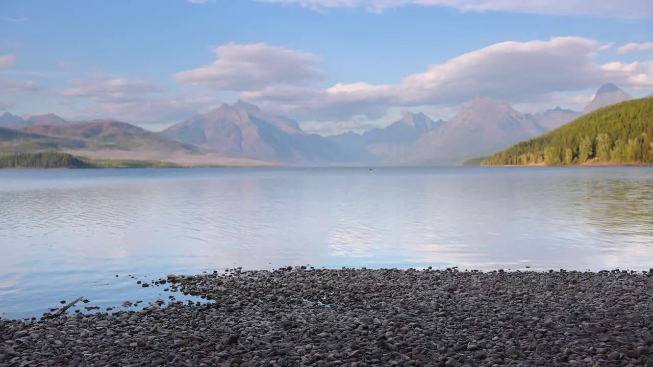 Beautiful afternoon with mountains views from Lake Mc Donald in Glacier National Park