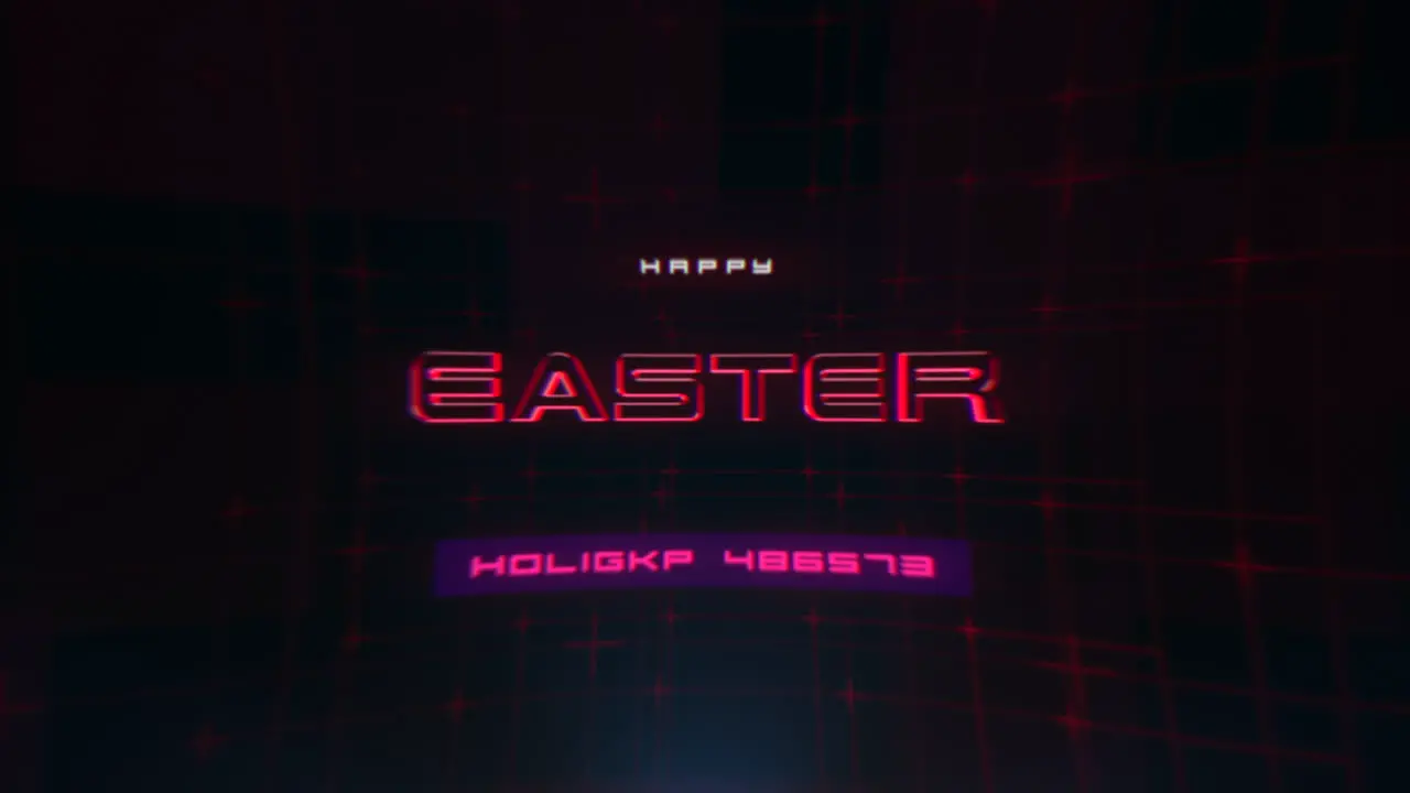 Neon-lit geometric art Happy Easter in red