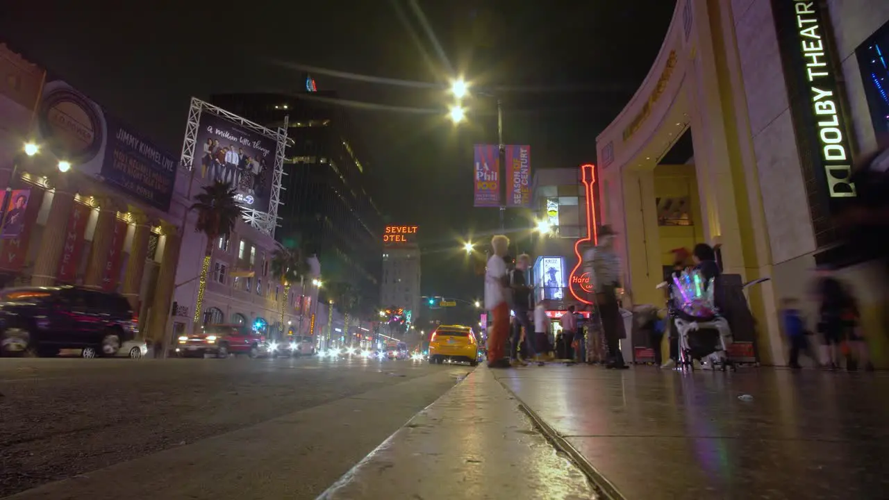 Dolby Theatre down Hollywood Boulevard at Night