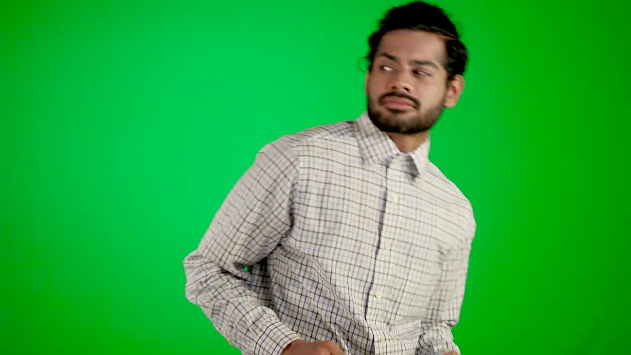 male office guy dancing with green background green screen