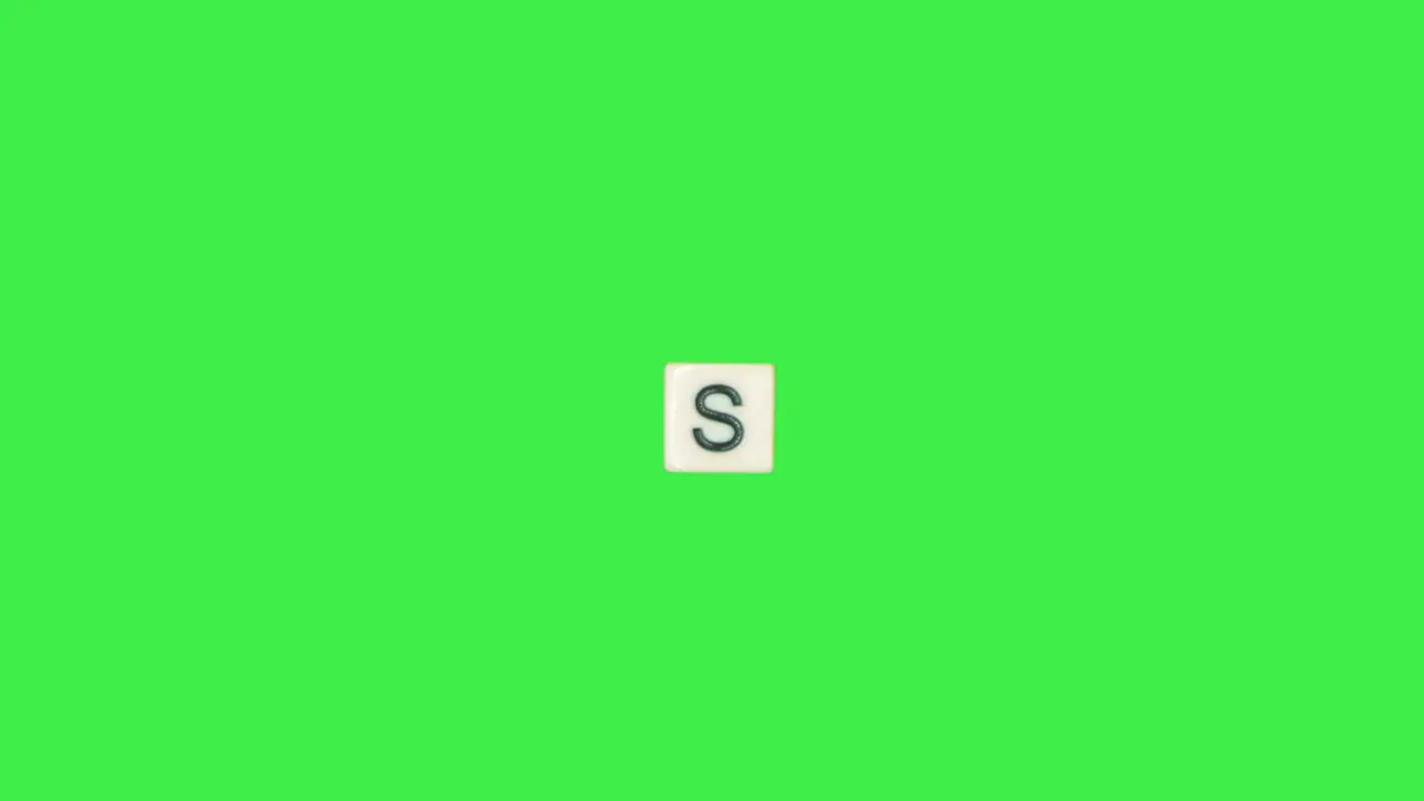 Letter S scrabble slide from left to right side on green screen letter S green background