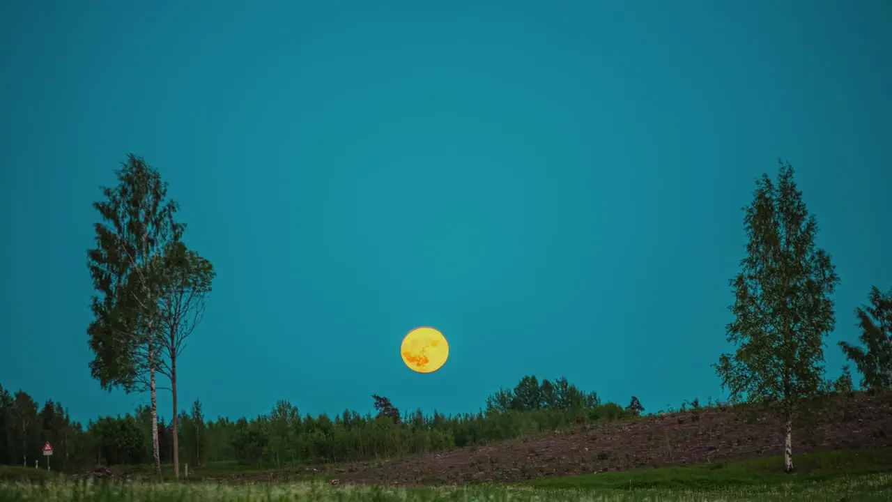 Timelapse of the moon rising and crossing the sky as nightfall sets in