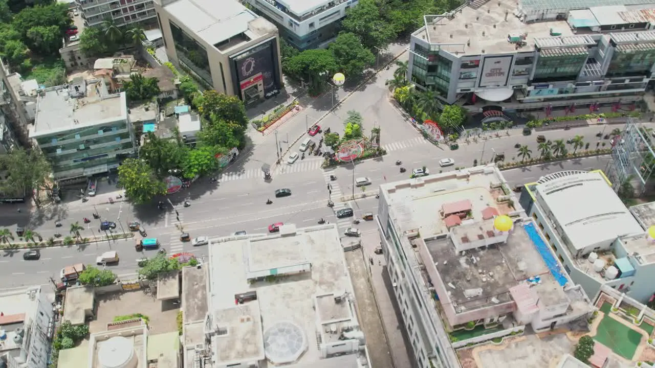 Aerial view of Ritzy Banjara Hills is an upscale dining and nightlife hub centered on Road Number 1 where smart bars and cafes high-end Indian restaurants