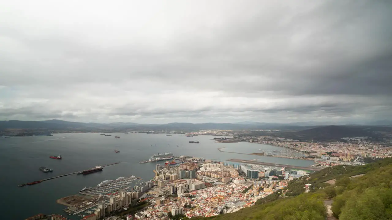 Panorama of Gibraltar from above time lapse view