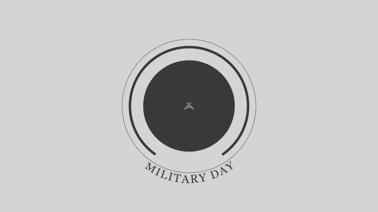 Animation text Military Day on military background with guns