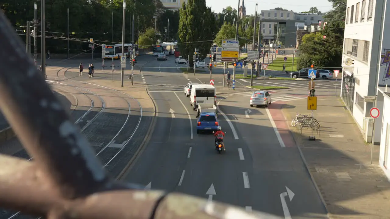 Traffic time lapse from a bridge in Darmstadt german traffic with lots of cars