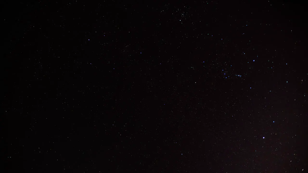 Orion constellation stars in night skycape time lapse of Orion's belt