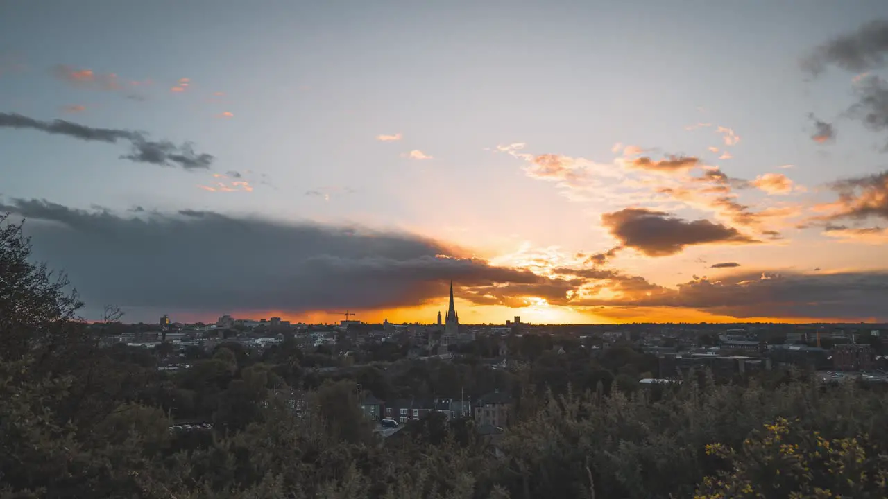 Timelapse Of Sunset Over Norwich City In Norfolk England UK