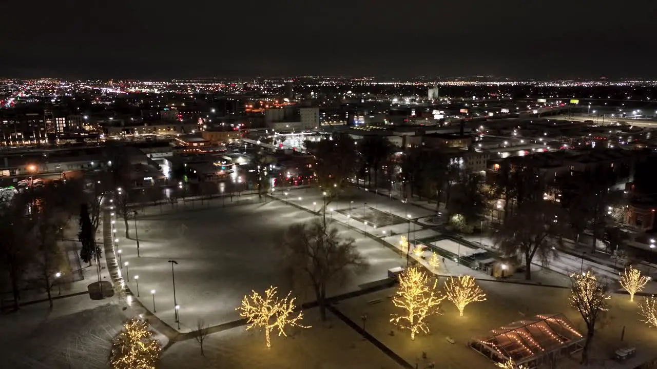 Pioneer Park in Salt Lake City and Christmas pullback aerial flyover