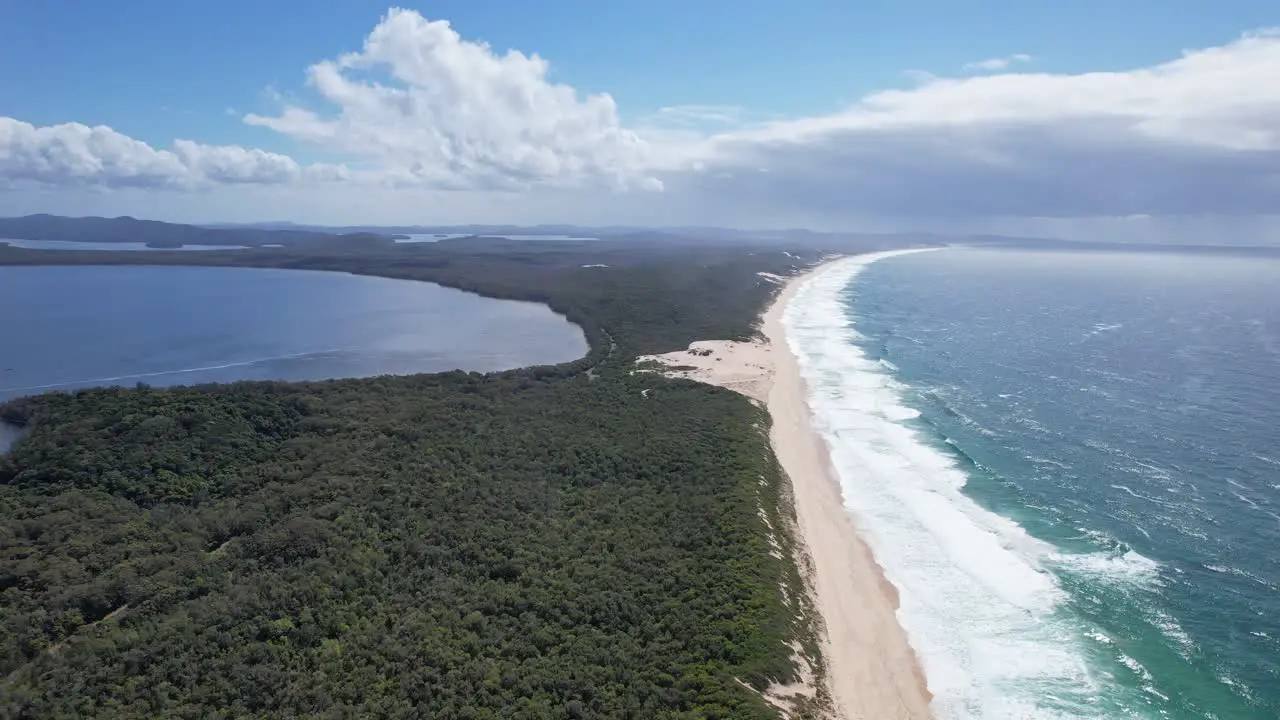 Vegetation And Sea Waves On Mungo Beach Near Myall Lake National Park In New South Wales Australia