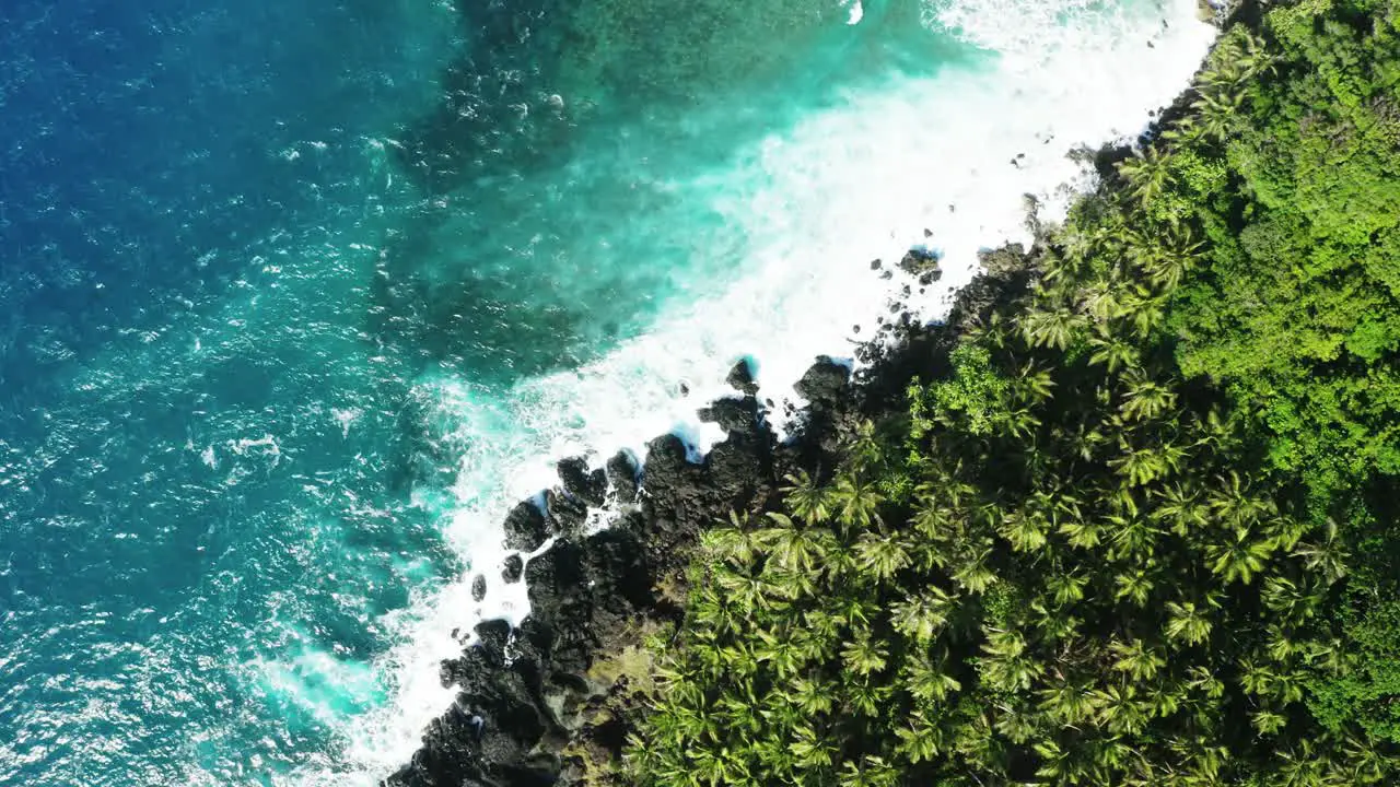 Aerial top down view of coast line of Siargao Island Philippines