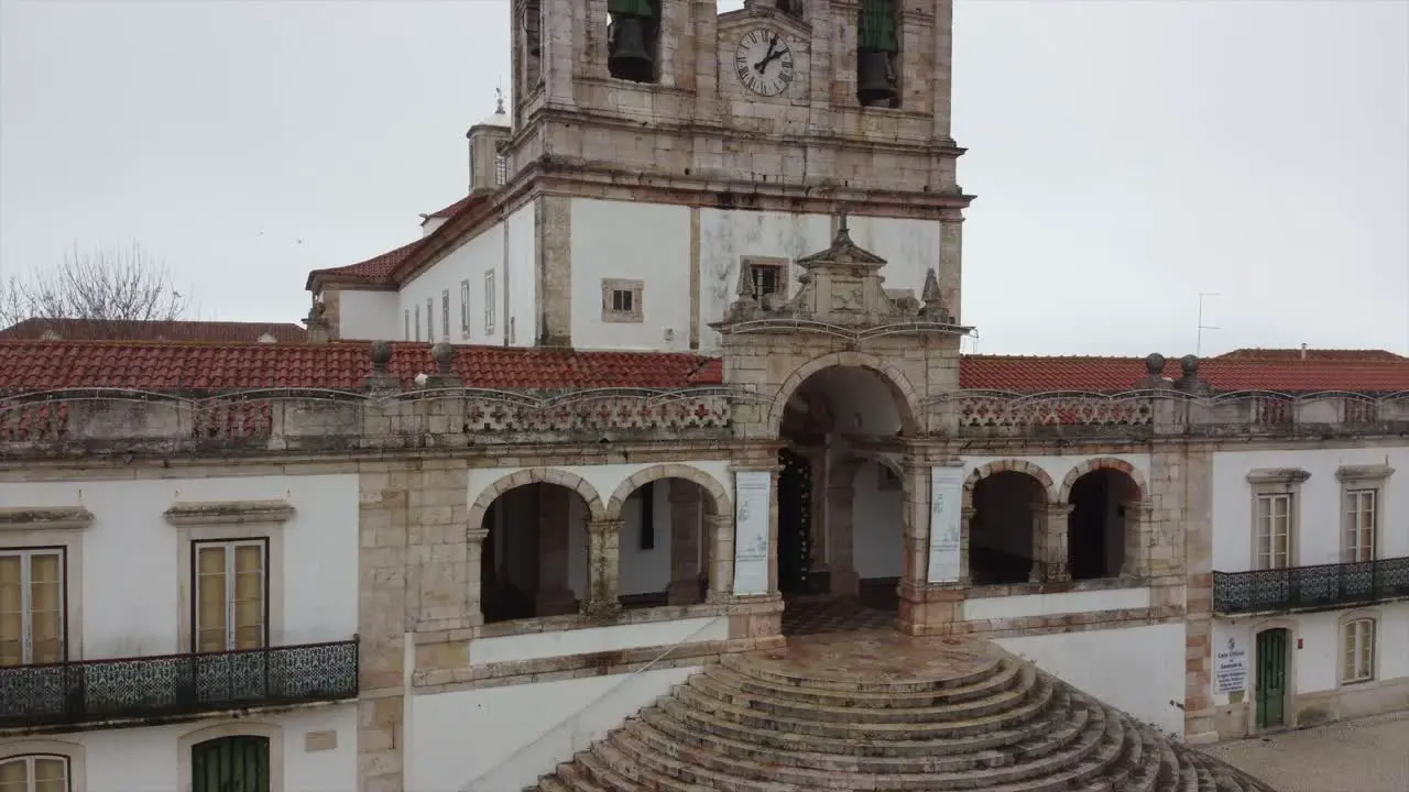 Church of the city of Nazaré in Portugal with the sea in the background giant waves of Nazar?