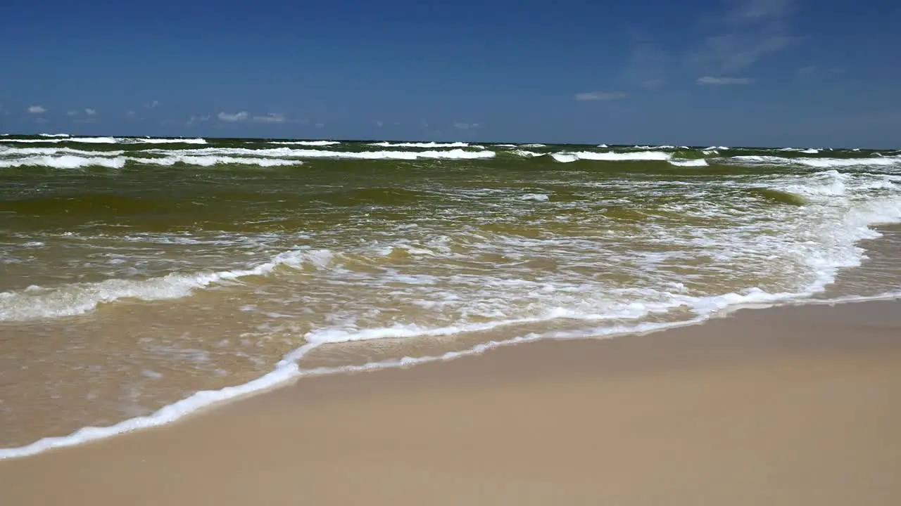 Waves Gently Rolling on Sandy Beach