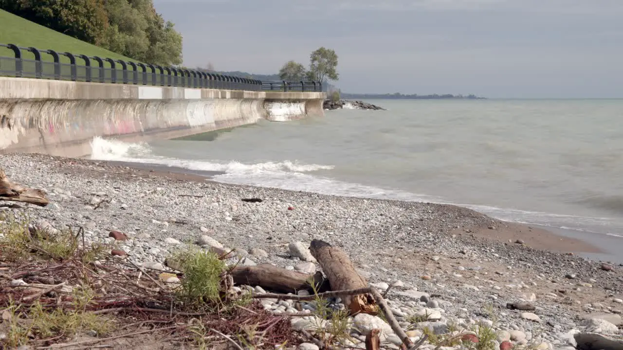 Water front Beach with breakwall and waves