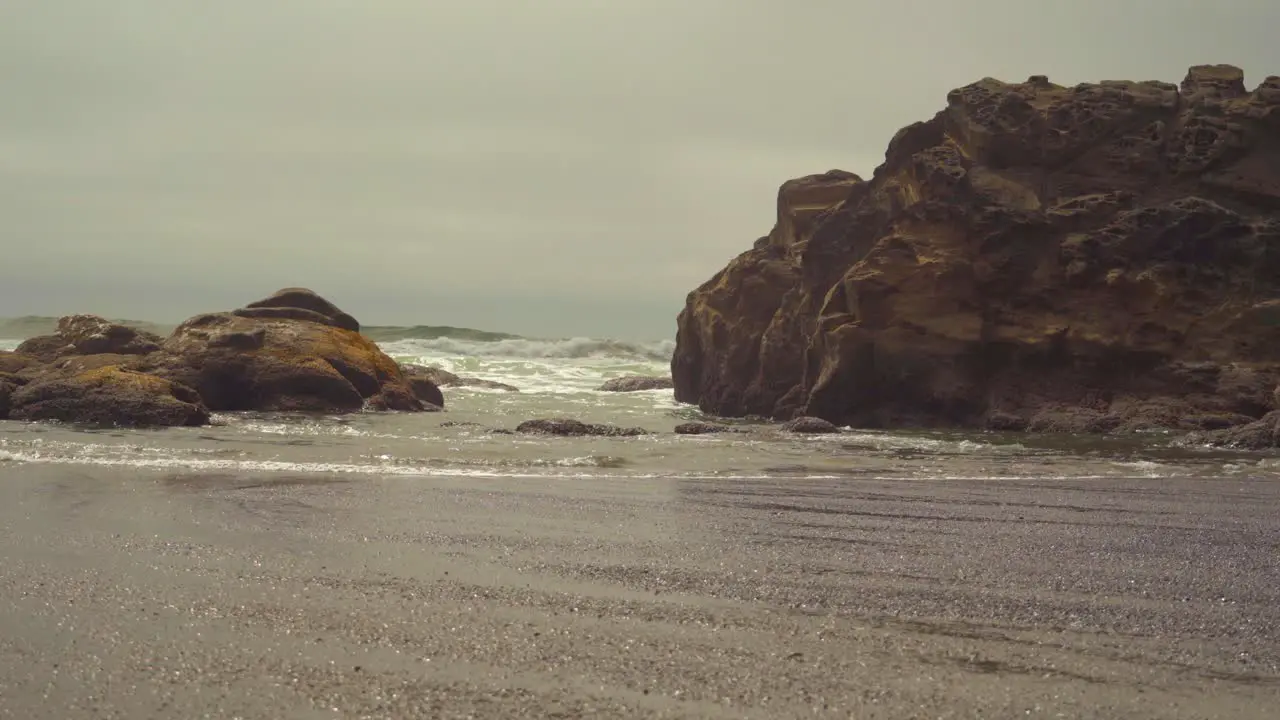 Waves crashing against rocks along the coast of Washington State