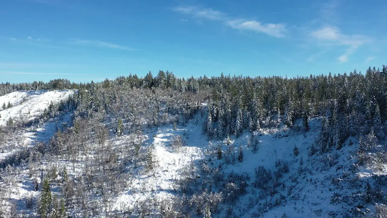 Snow Covered Mountain Top Fly In Aerial