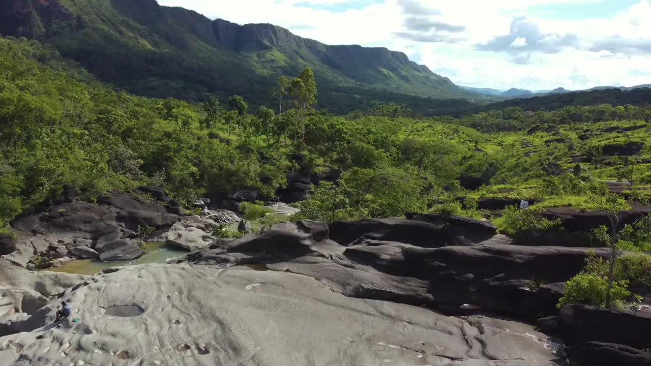 drone shot of the Moon valley and mountains in Brazil