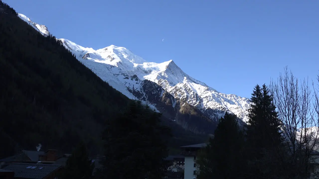 France Mont Blanc With Moon In Blue Sky