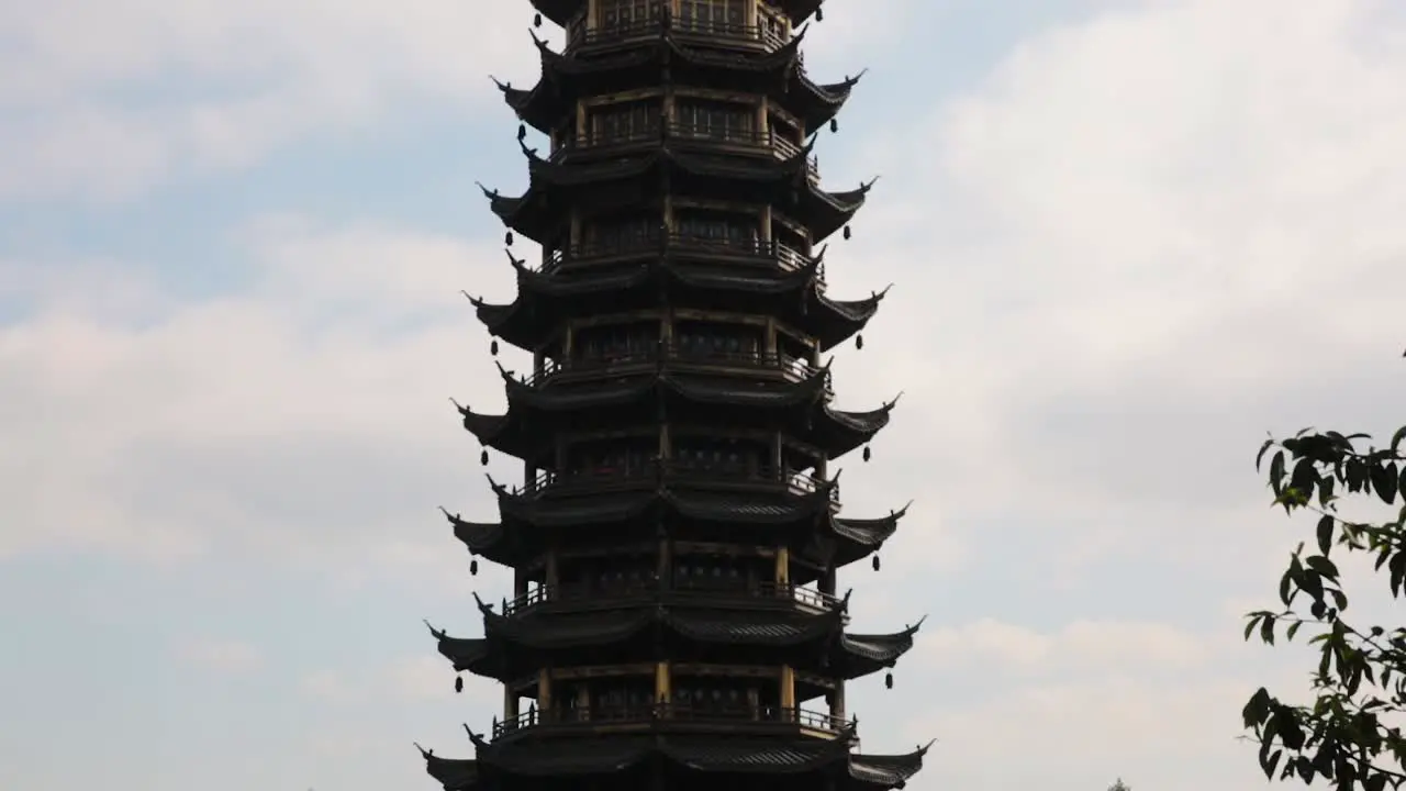 down to up view of the sun tower in guilin in china