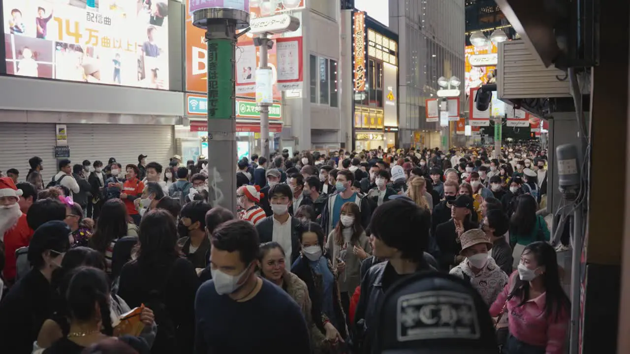 Huge Crowd Filling the Streets of Shibuya at Halloween Street Party Event