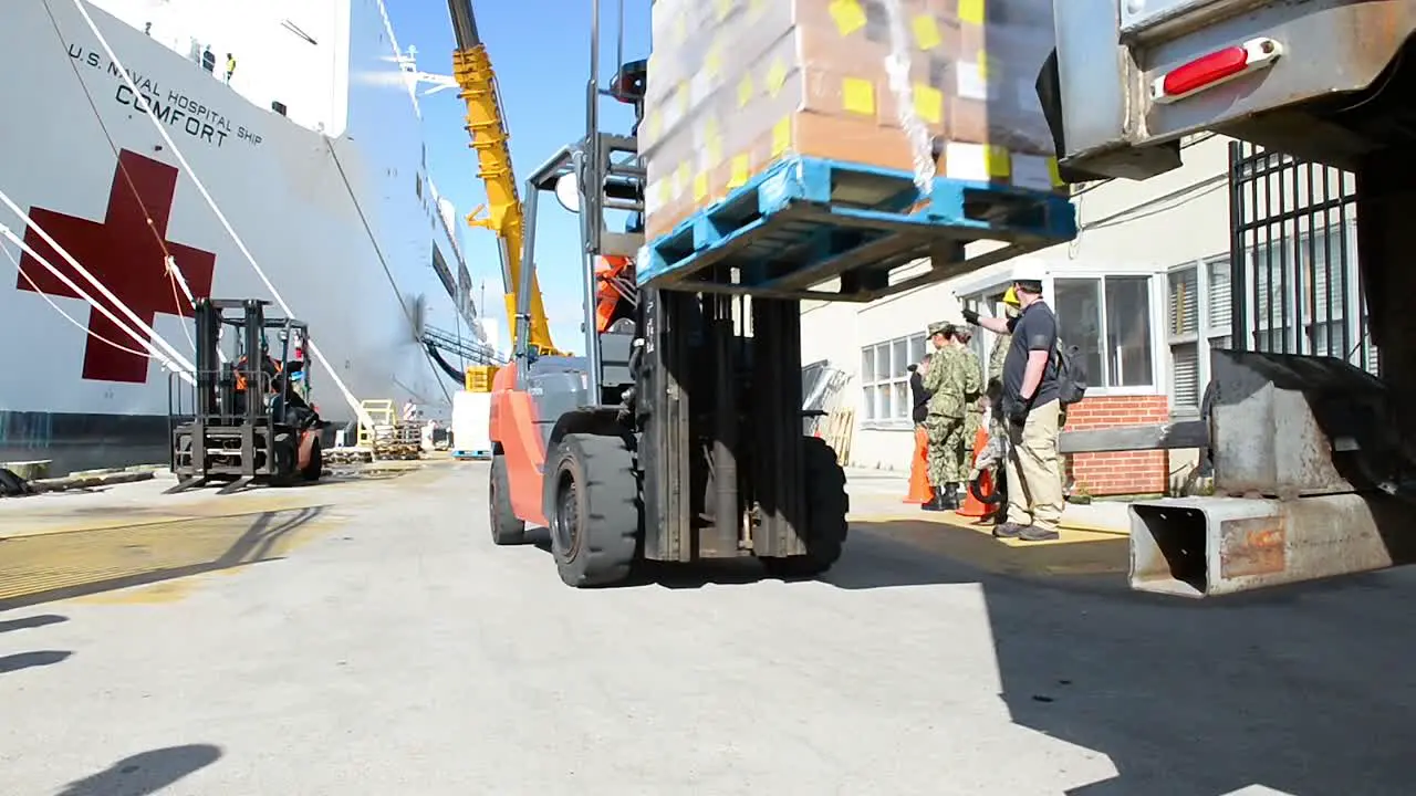 Us Navy Hospital Ship Mercy Is Loaded Dockside With Goods To Fight The Coronavirus Covid19 Virus Outbreak 2