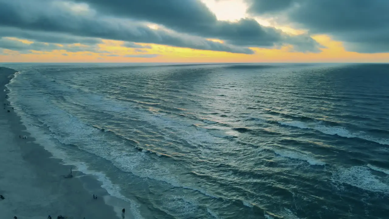 Dramatic sunset over the beach of Karwia on the Polish coastline