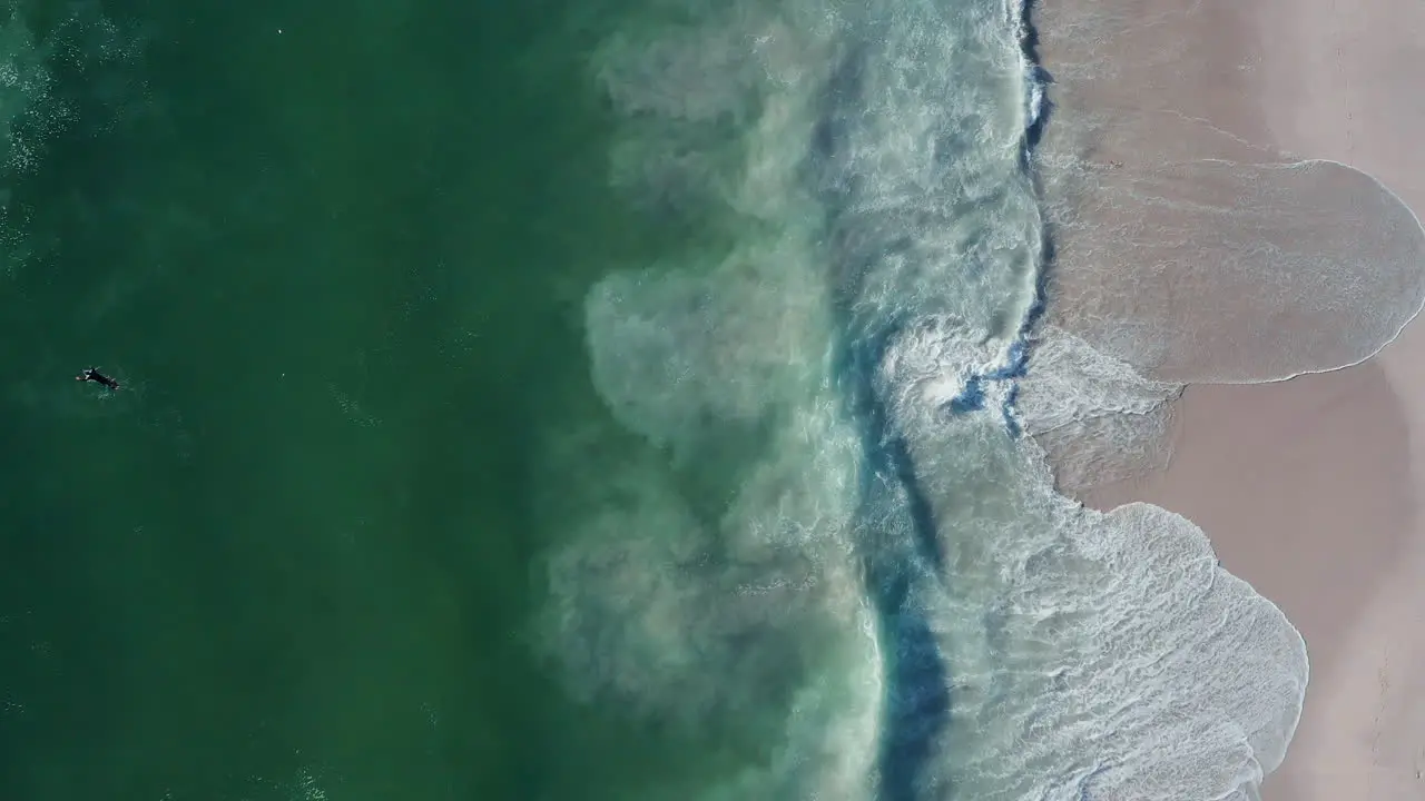 Person Swimming With Surfboard At Blouberg Sea In Cape Town South Africa