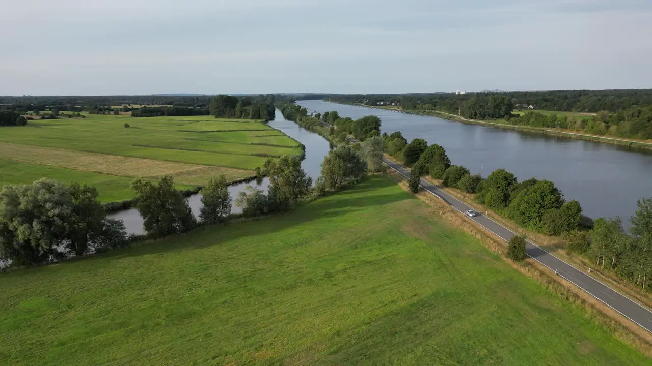 Flying close to Kiel Canal with beautiful view