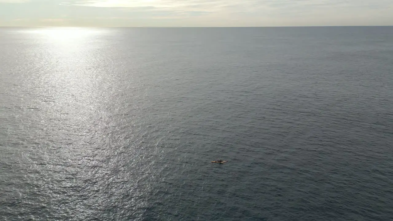 Fishing Kayak Ocean and sunrise sunset horizon