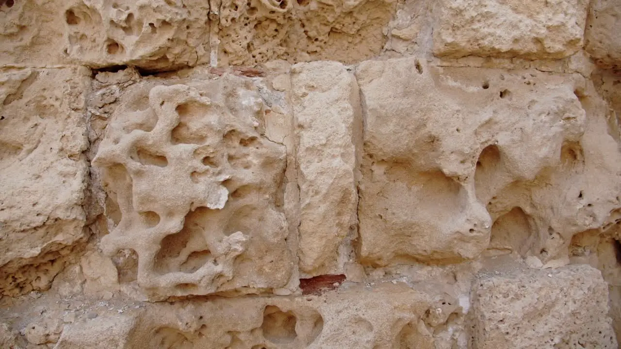 Ancient stone wall of remain building in Salamis city Cyprus