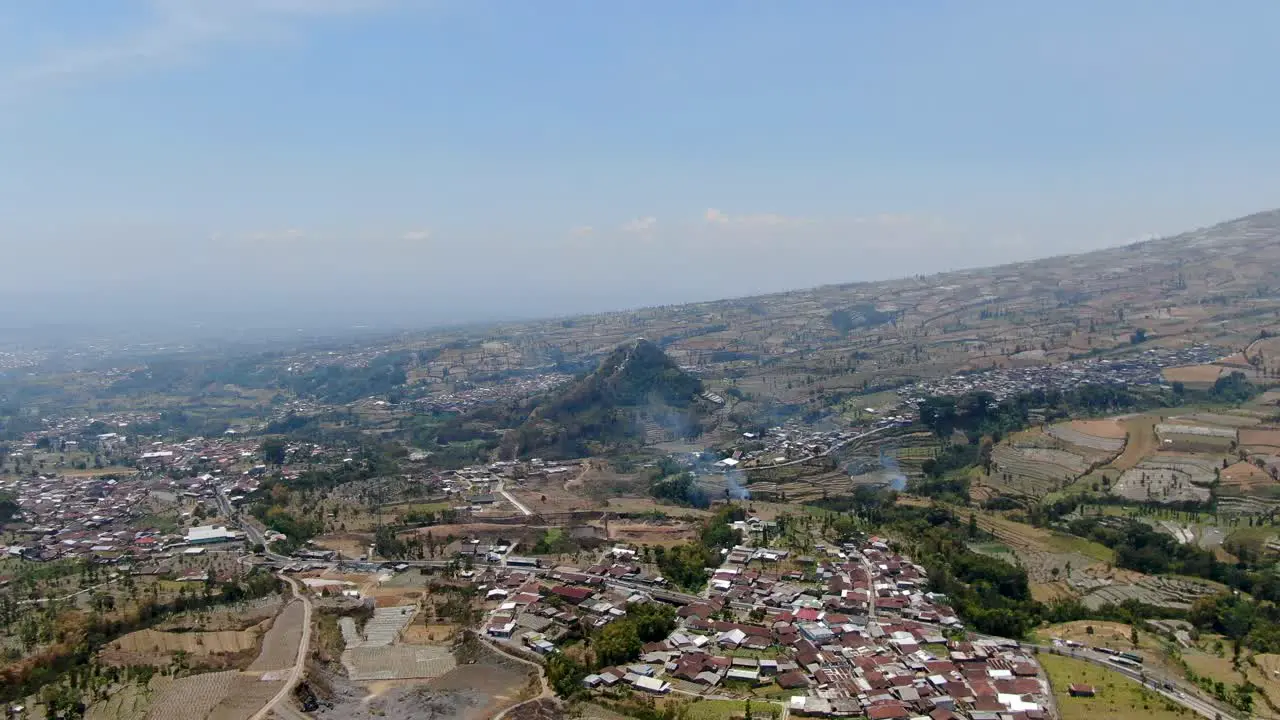 Panoramic aerial view of rural Indonesian townships