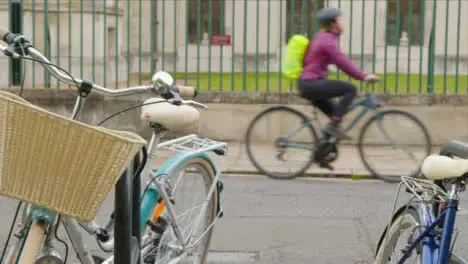 Tracking Shot Along a Public Bicycle Rack