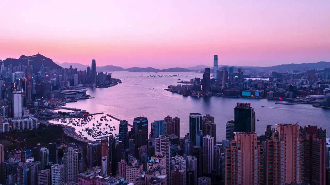 Hong Kong city evening to night hyperlapse with DJI mavic3 drone